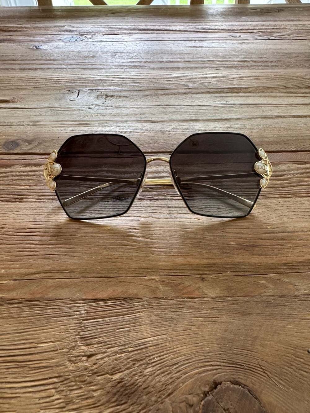 Dolce & Gabbana DD6133 Sunglasses Gold Frame with Pearl Accents